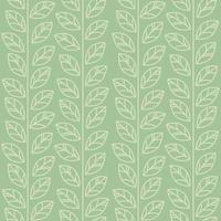 Green leaf vector pattern, seamless botanical print, garland background