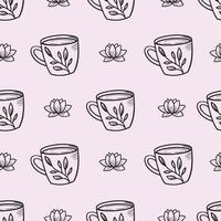 Teacups seamless repeat pattern background vector. vector