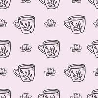 vector de fondo de patrón de repetición sin costuras de tazas de té.