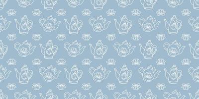 Teapot seamless repeat pattern background. vector