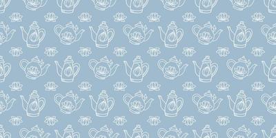 Teapot seamless repeat pattern background. vector