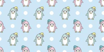 Colorful winter penguin vector pattern background