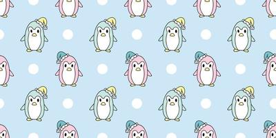 Colorful winter penguin vector pattern background