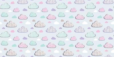 Clouds seamless repeat pattern design, vector background