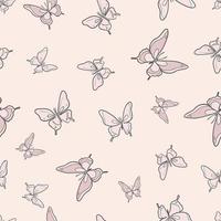 Pastel nude butterfly vector pattern background.