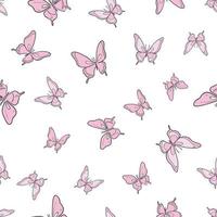 Pink butterfly vector pattern background.