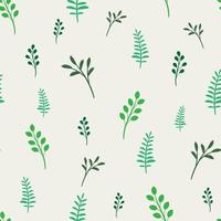 Green leaves vector pattern, seamless repeat