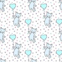 Cute, colorful vector pattern with cartoon cats