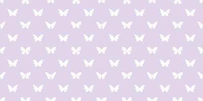 Purple and white butterfly silhouette background, seamless pattern vector