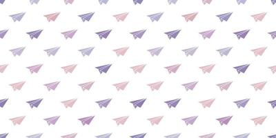 Purple paper plane seamless repeat pattern vector background