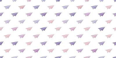 Purple paper plane seamless repeat pattern vector background