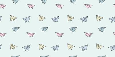 Colorful paper plane seamless repeat pattern vector background