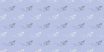 Blue paper plane seamless repeat pattern vector background