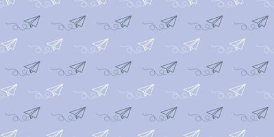 Blue paper plane seamless repeat pattern vector background