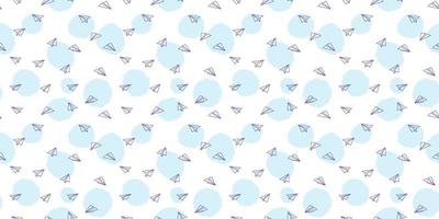 Cute paper plane seamless repeat pattern vector background