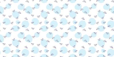 Cute paper plane seamless repeat pattern vector background