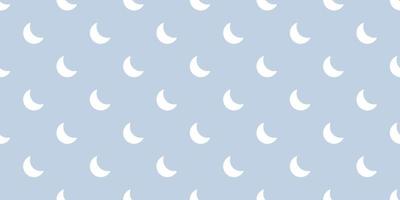 Blue and white moon seamless repeat pattern vector background