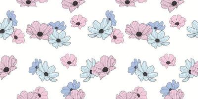 Garden cosmos flower vector pattern background, floral design