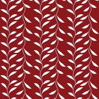 Red and white leaf vector pattern, seamless botanical print,