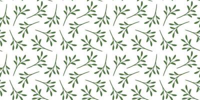 Green and white background with leaves, seamless pattern vector