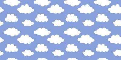 White clouds, blue sky seamless patter, vector background