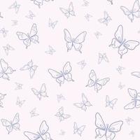 Pink and blue vector butterfly seamless repeat pattern background.