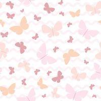 Girly butterfly pattern, seamless vector background.