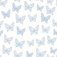 Vector butterfly seamless repeat pattern design background. Pastel blue.