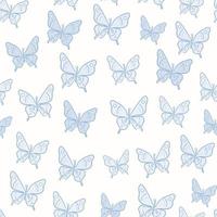 Fondo de diseño de patrón de repetición sin costuras de mariposa vectorial. azul pastel. vector