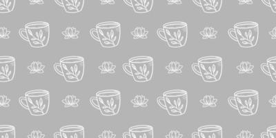 Cup, mug seamless repeat pattern background vector. vector