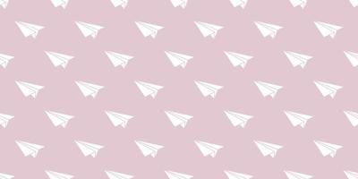 Pink paper plane seamless repeat pattern vector background