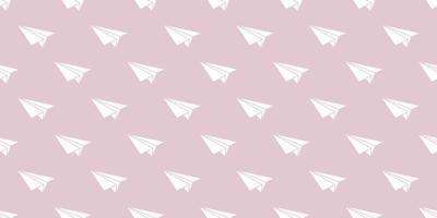 Pink paper plane seamless repeat pattern vector background