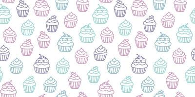 Colorful cupcakes seamless repeat pattern background vector