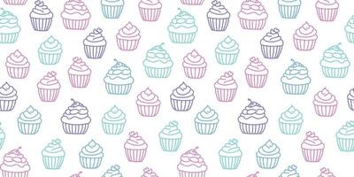 vector de fondo de patrón de repetición perfecta de cupcakes coloridos