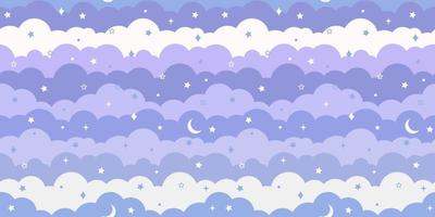 Night sky, cute vector background, seamless pattern.