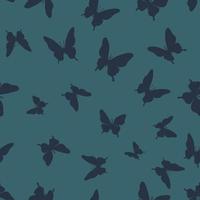 Vector butterfly seamless repeat pattern, dark green background.