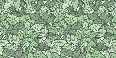 Green leaves seamless repeat pattern design, leaf background vector