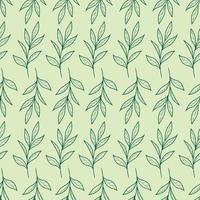 Leaf vector pattern with hand drawn leaves, seamless background