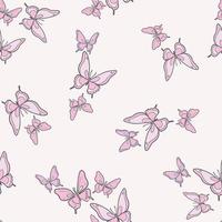 Pastel pink butterfly vector pattern background.