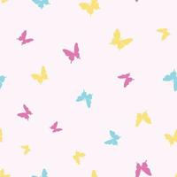 Simple butterfly silhouette, cute girly pastel pattern. Colorful happy pattern. vector