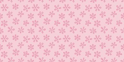 Pink floral pattern, flower doodles vector repeat background