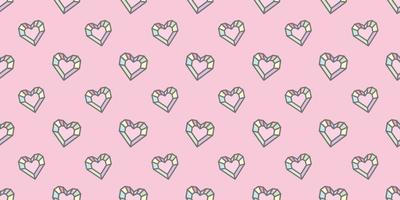 Crystal hearts cute girly pastel background pattern vector