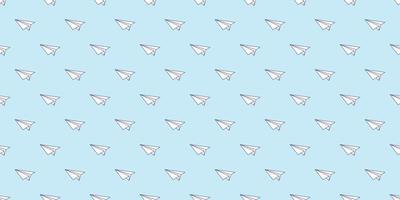 Blue paper plane seamless repeat pattern vector background