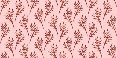 Red sea moss vector background, seamless pattern