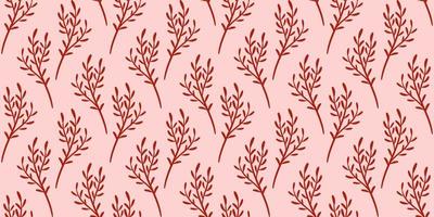 Red sea moss vector background, seamless pattern