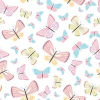 Girly butterfly pattern, seamless vector background.