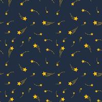 Night sky with shooting stars seamless vector pattern