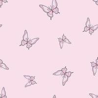 Pink butterfly vector pattern background.