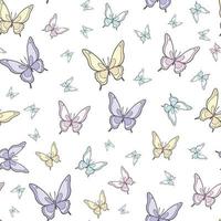 Vector butterfly seamless repeat pattern, colorful background.