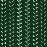 Dark green, simple leaf vector pattern, seamless botanical print,